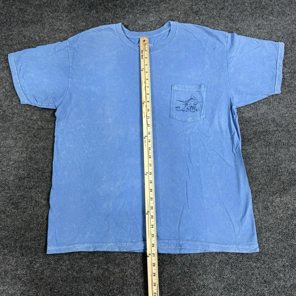 Salt Life Mens XL Blue Marlin Fishing Graphic Pocket T Shirt 100% Cotton